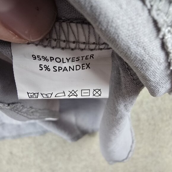 Loose Fit Short Sleeve Split V-Neck Light Gray Top Size 5XL Polyester Blend - Picture 4 of 7